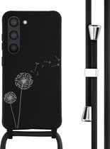 iMoshion Hoesje Geschikt voor Samsung Galaxy S23 Hoesje Met Koord - iMoshion Siliconen design hoesje met koord - Zwart / Dandelion Black