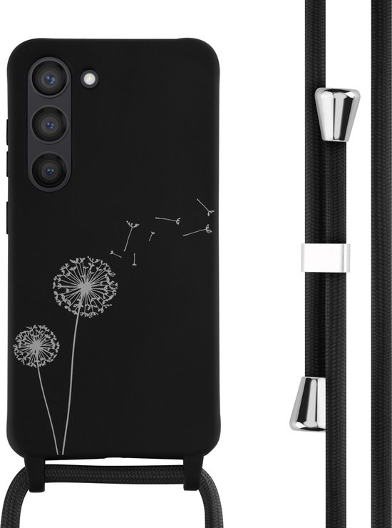 Foto: Imoshion hoesje geschikt voor samsung galaxy s23 hoesje met koord imoshion siliconen design hoesje met koord zwart dandelion black