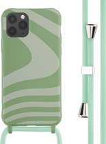 iMoshion Hoesje Geschikt voor iPhone 11 Pro Hoesje Met Koord - iMoshion Siliconen design hoesje met koord - Groen / Retro Green