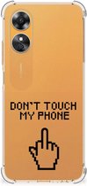 Smartphonehoesje OPPO A17 Telefoon Hoesje met doorzichtige rand Finger Don't Touch My Phone