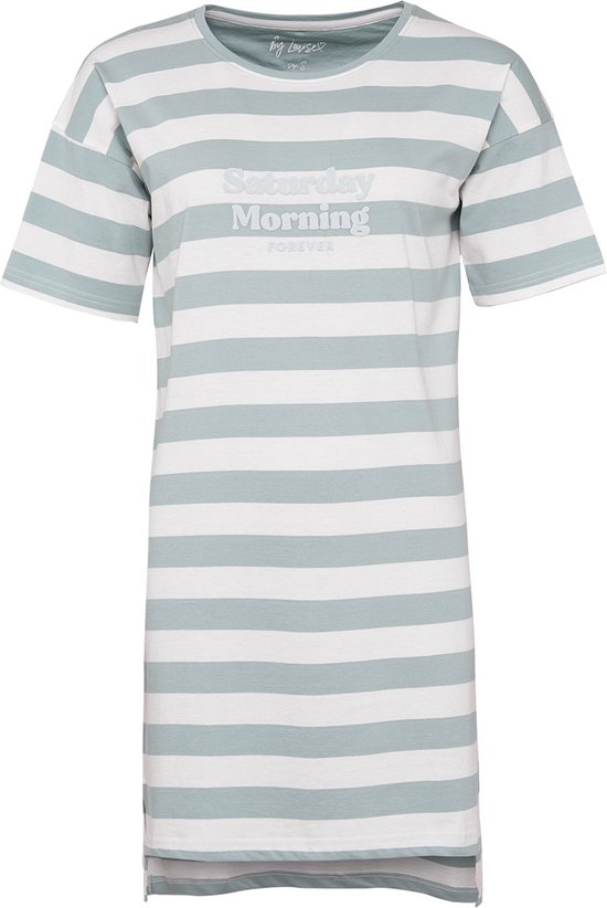 By Louise Ladies Chemise de Nuit Vert Rayé - Taille XL | grande chemise | chemise de sommeil