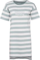 By Louise Dames Nachthemd Groen Gestreept - Maat M | big shirt | slaaphemd