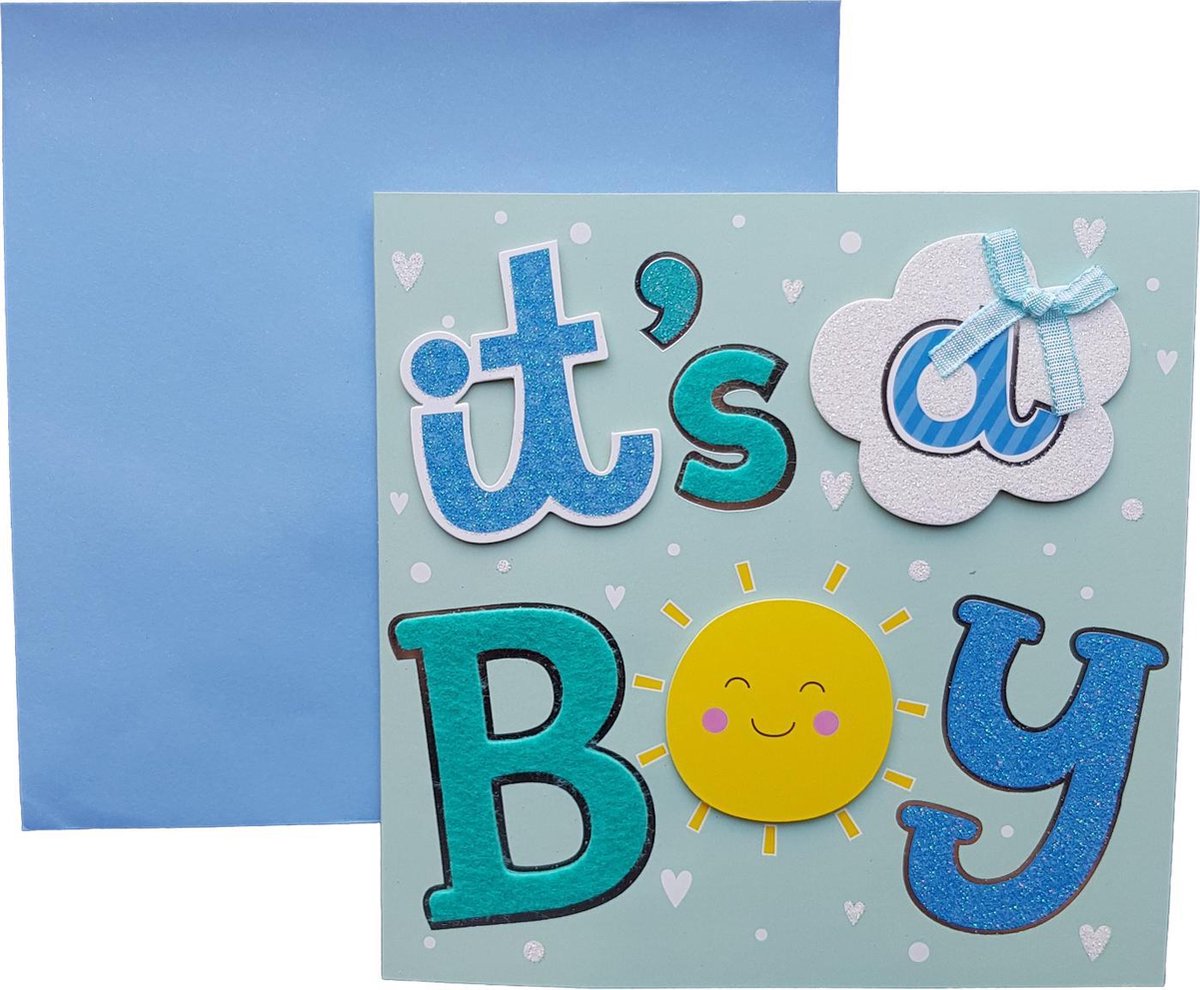 Wenskaart geboorte jongen "It's a boy sun"
