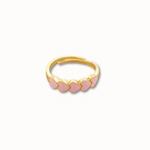 ByNouck Jewelry - Roze Hartjes Ring - Sieraden - Dames Ring - Verguld - Ring