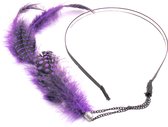 Diadème Festival/ Ibiza avec pendentif 4 plumes pointillées violet