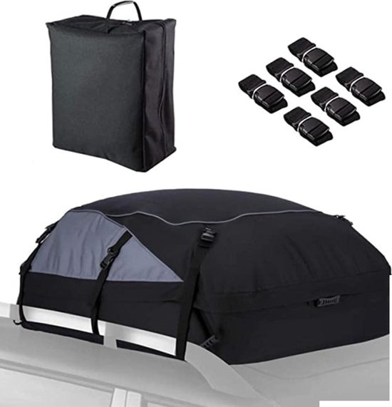 Dakkoffer voor Auto (792 liter). Waterdicht Auto Cargo Daktas Flexibel van Oxford 600+ PVC Binnenvoering met 6 Riemen Voor Installatie met of Zonder Dakdrager. (160x110x45cm)