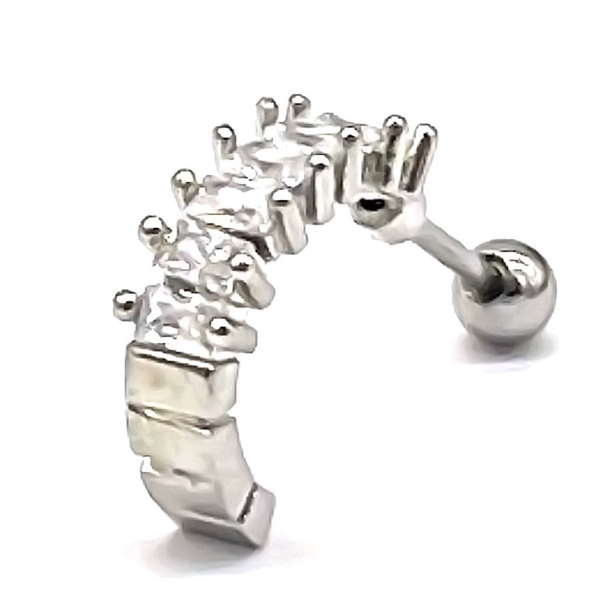 Oorpiercing met Zirkonia - RVS - 11 mm - Zilverkleurig