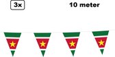 3x Vlaggenlijn Suriname 10 meter - Landen festival thema feest vlaglijn verjaardag fun party