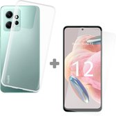 Cazy Soft TPU Hoesje + Tempered Glass Protector geschikt voor Xiaomi Redmi Note 12 4G - Transparant