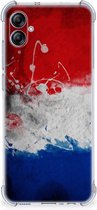 Telefoon Hoesje Geschikt voor Samsung Galaxy A04e Leuk Hoesje met transparante rand Nederlandse Vlag