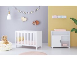 Born Lucky Mila Babykamer 2 Delig Compleet – Baby bed 60x120 cm & Commode – Wit