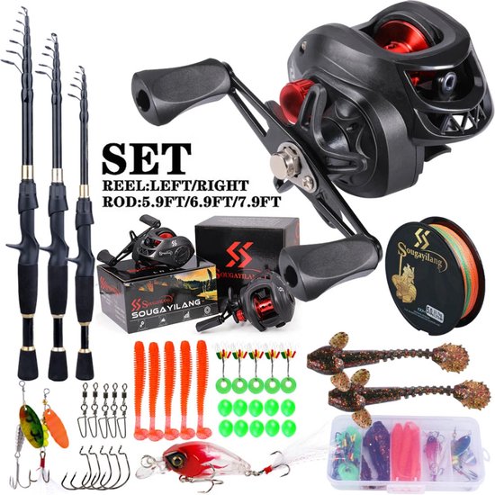 vishengel set met accessoires - met molen - ultralichte hengel met volledige kit - cadeau vader vaderdag