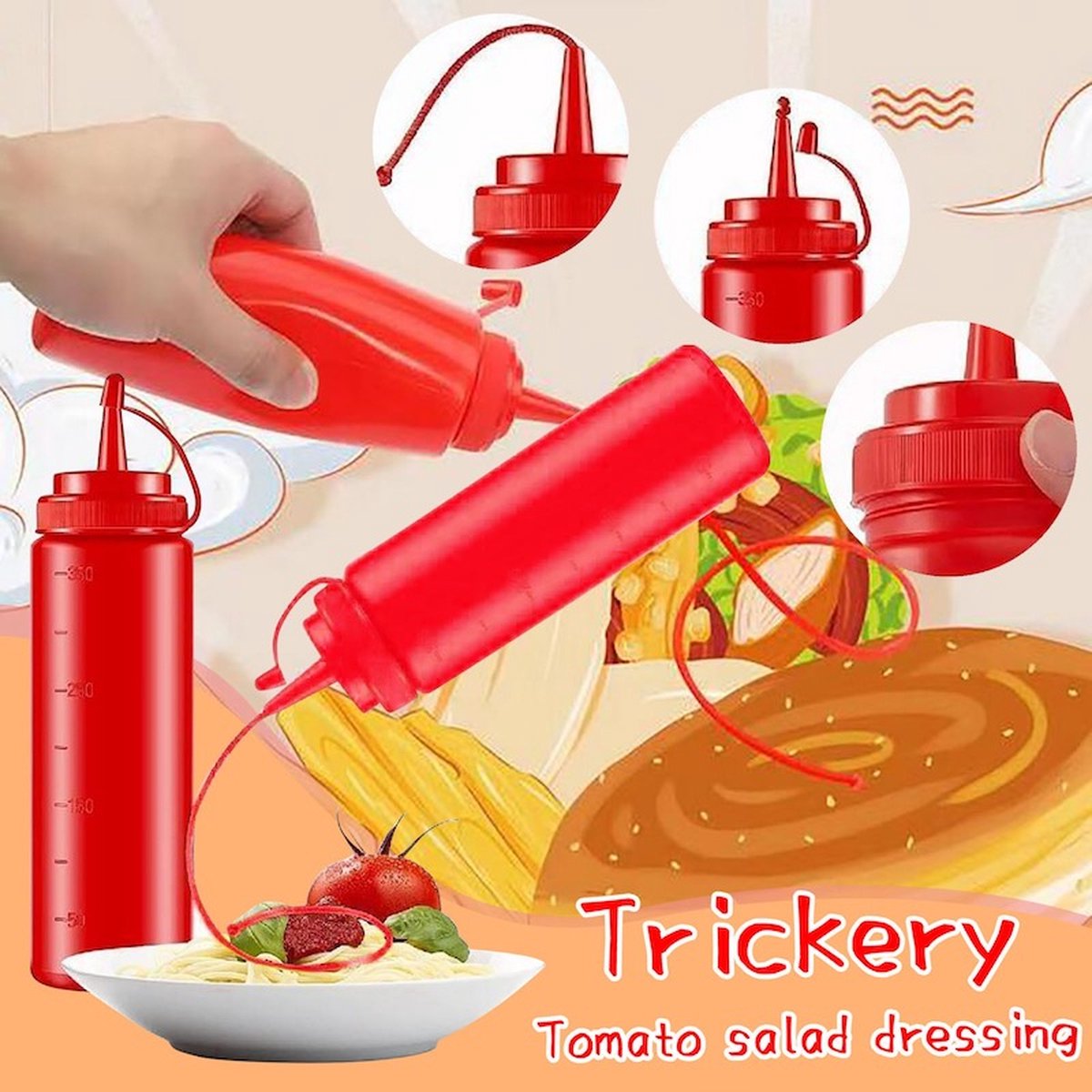 Whrcy Rode ketchup fles bidon, nep mosterd en ketchup fles - Grappige grapjes voor valse dressing,Levendige nieuwigheid jetflessen voor grappen voor vrienden van