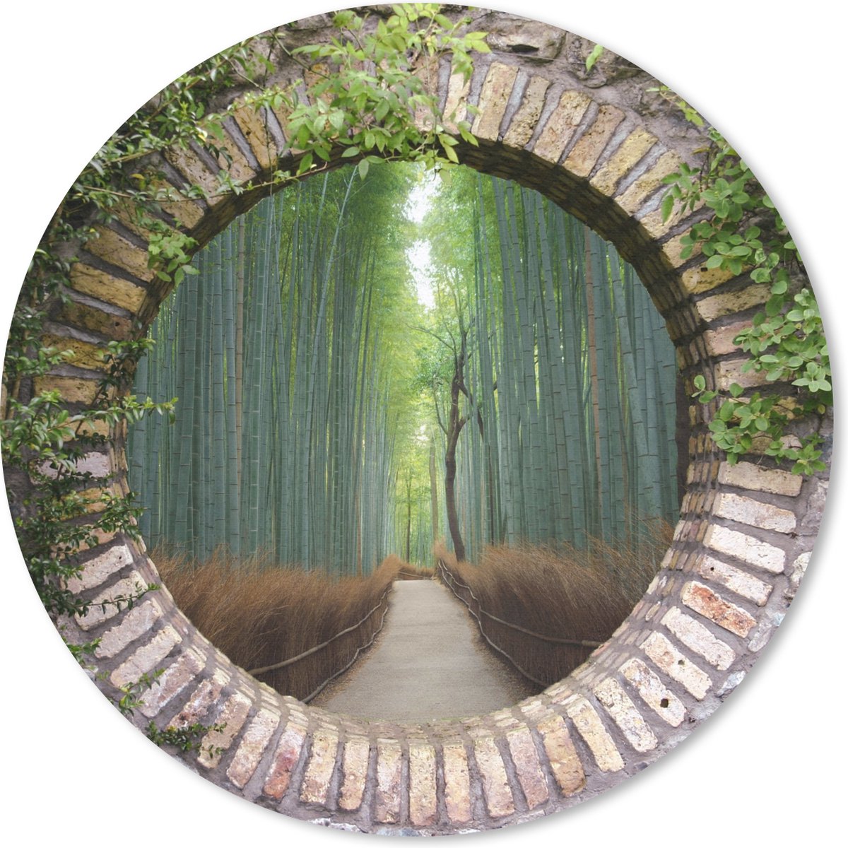 Muismat rond 20x20 cm - Mousepad Bamboe - Bos - Japans - Doorkijk - Ronde muismatten