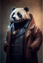 Wandbord Dieren Specials - Panda In Kledij