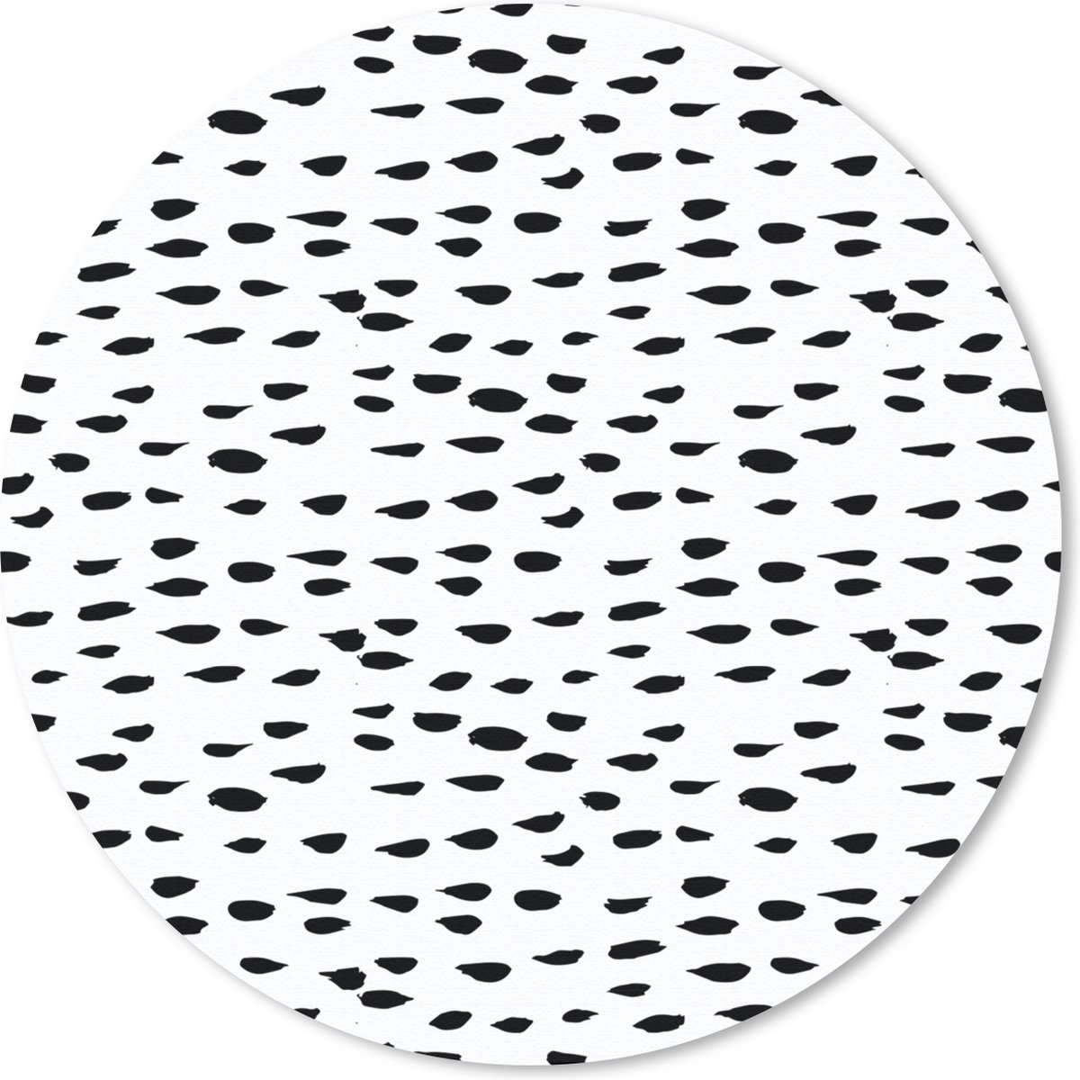 Muismat rond 30x30 cm - Mousepad Wit - Stippen - Design - Zwart - Ronde muismatten