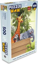 Puzzel Jungle dieren - Natuur - Planken - Kinderen - Giraffe - Legpuzzel - Puzzel 500 stukjes