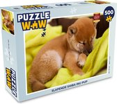 Puzzel Slapende Shiba Inu pup - Legpuzzel - Puzzel 500 stukjes