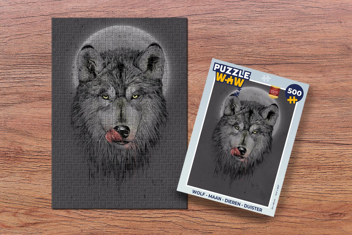 Puzzle Loup - Lune - Animaux - Sombre - Puzzle - Puzzle 500 pièces