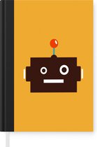 Notitieboek - Schrijfboek - Robot - Gezicht - Antenne - Geel - Jongens - Kind - Notitieboekje klein - A5 formaat - Schrijfblok