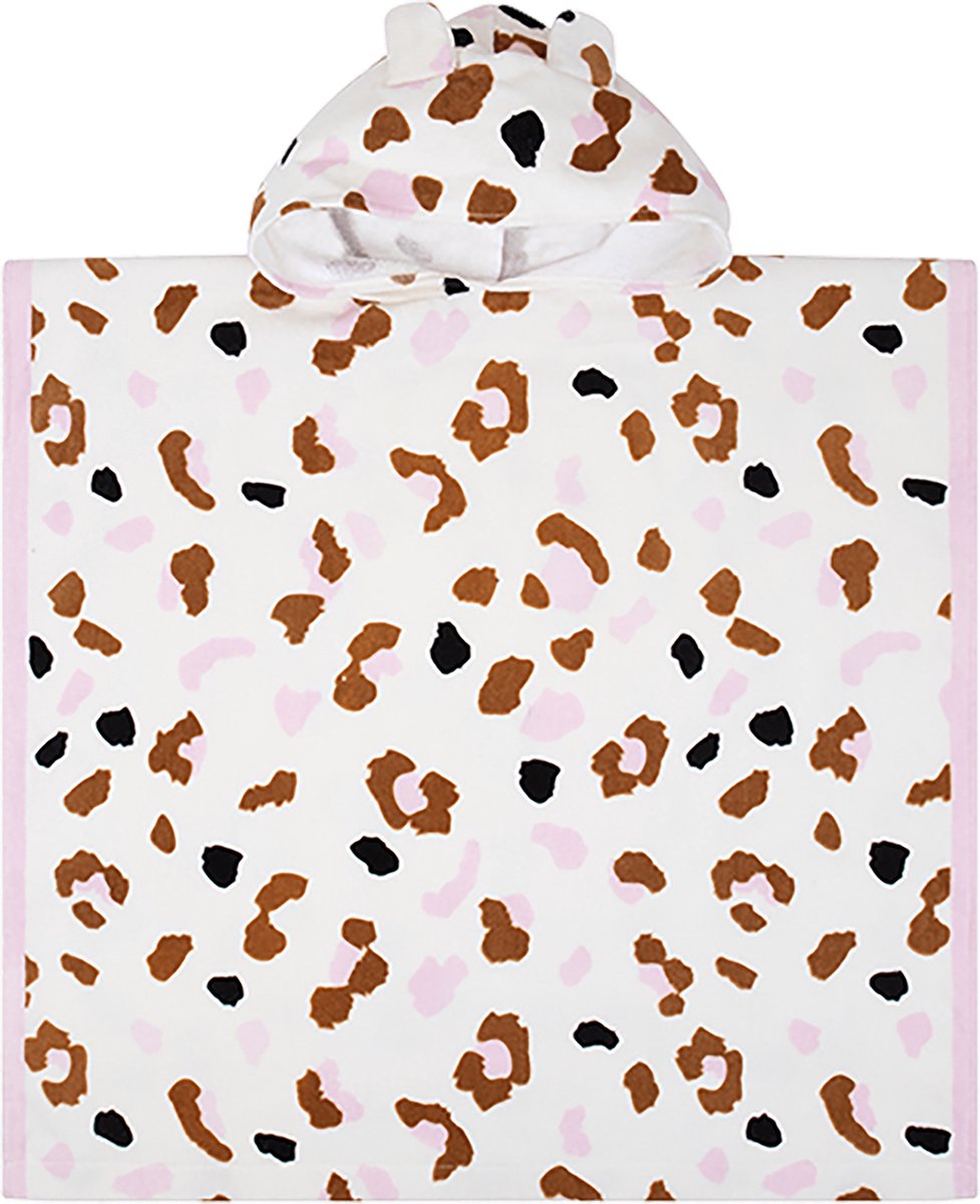 Swim Essentials Strandponcho - Badcape Kinderen - Poncho Handdoek - Kaki Panterprint - 65 x 65 cm