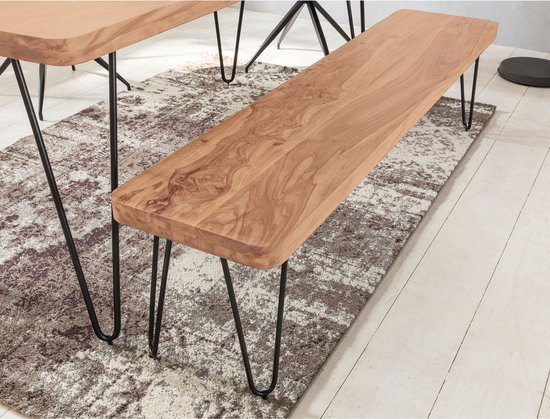 Houten Zitbank, Massief Hout, 3-Zitsbank, 120 cm x 33 cm x 45 cm