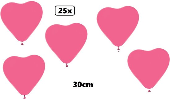 25x Hartjes ballon 30cm roze - Liefde hart Festival feest party verjaardag landen helium lucht thema