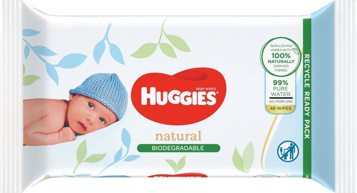 Huggies - Natural Biodégradable - 192 Lingettes Bébé - 4 x 48