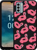 Cazy Hoesje Zwart geschikt voor Nokia G22 Inflatable Flamingos