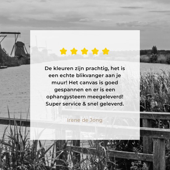 Photo Zwart et blanc des moulins à vent de Kinderdijk aux Nederland Toile 180x120 cm - Tirage photo sur toile (Décoration murale salon / chambre) XXL / Groot format!