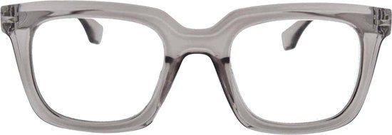 Noci Eyewear KCU027 leesbril Livia sterkte +3.00 Transparant grijs - inclusief opbergpouch - Groot montuur