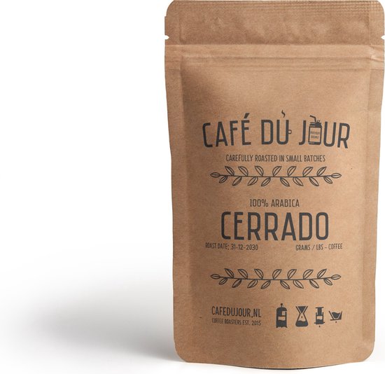 Café du Jour 100% arabica Cerrado 250 gram vers gebrande koffiebonen