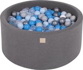 Ballenbak KATOEN Donkergrijs - 90x40 incl. 300 bollen - Blauw, Transparant, Babyblauw, Zilver