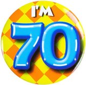 Button 70 Jaar - Button met speld (55mm) - Leeftijd badge - 70 Jaar versiering - Accessoires - Rozet I'm 70 - Verjaardag jongen / meisje / man / vrouw - Button 70 Jaar