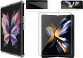 Hoesje geschikt voor Samsung Galaxy Z Fold 4 - Screen Protector FlexGuard - Back Cover Case ShockGuard Transparant & Screenprotector