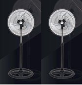 2 STUKS Metalen Ventilator - Statiefventilator - Staande ventilator - rotatie Ø 50cm met 3 snelheidsstanden - Ventilator met 75° graden draaifunctie & in hoogte verstelbare tot 130 cm - 50W - Zwart
