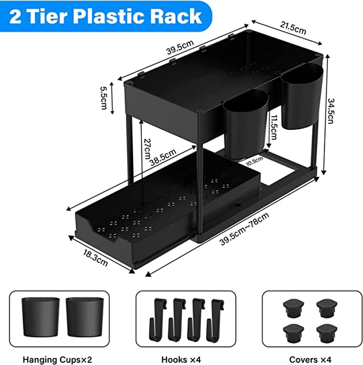 Lannvan 2 stuks onderwastafel organizer - 2 etages spoelkast