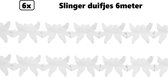 6x Slinger duifjes wit 600cm - papieren slinger - Huwelijk trouwen bruiloft liefde festival thema feest