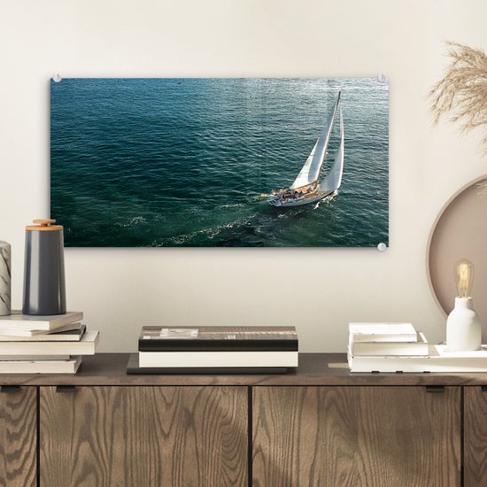 Peinture sur verre - Voiles pleines du voilier sur l'eau - 40x20 cm - Peintures sur Verre Peintures - Photo sur Glas