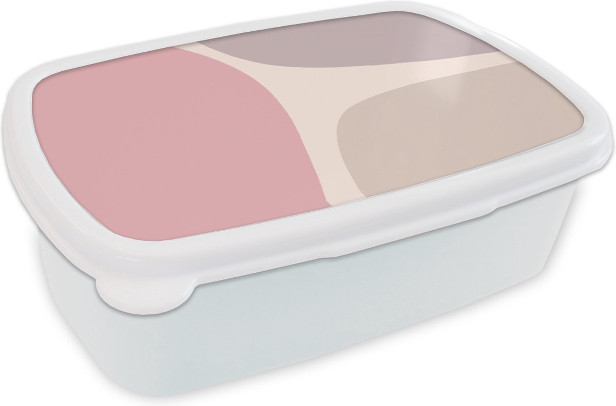 Broodtrommel Wit - Lunchbox - Brooddoos - Design - Pastel - Minimalisme - 18x12x6 cm - Volwassenen