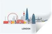 Sticker Muursticker Skyline illustration - Illustration de la skyline de 'Londres' sur fond bleu clair - 30x20 cm - film adhésif autocollant - sticker mural repositionnable