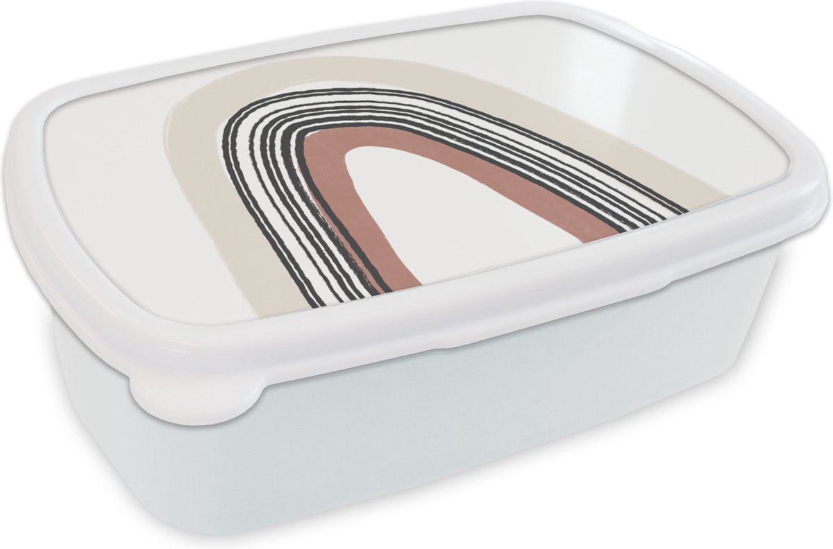 Broodtrommel Wit - Lunchbox - Brooddoos - Regenboog - Pastel - Design - 18x12x6 cm - Volwassenen