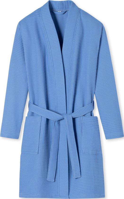 SCHIESSER Essentials badjas - dames badjas wafelpique blauw - Maat: