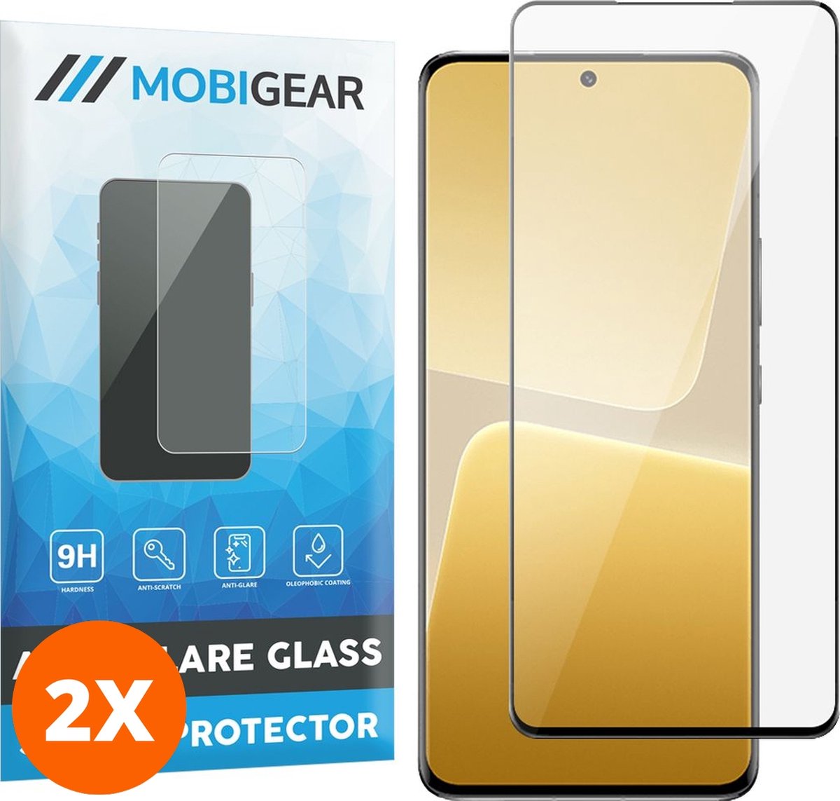 Mobigear Screenprotector geschikt voor Xiaomi 13 Pro Glazen | Mobigear Premium Screenprotector - Case Friendly - Zwart (2-Pack)