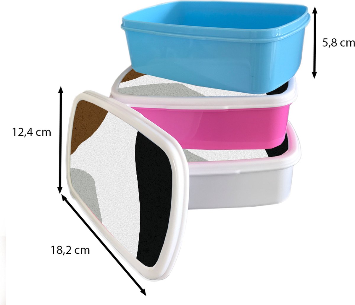 Broodtrommel Wit - Lunchbox - Brooddoos - Minimalisme - Design - Vormen - 18x12x6 cm - Volwassenen