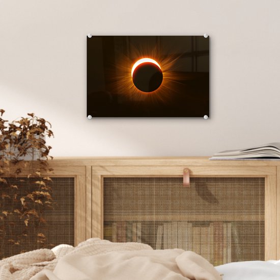 Peinture sur Verre - Eclipse Rouge dans le Noir - 30x20 cm - Peintures sur Verre Peintures - Photo sur Glas