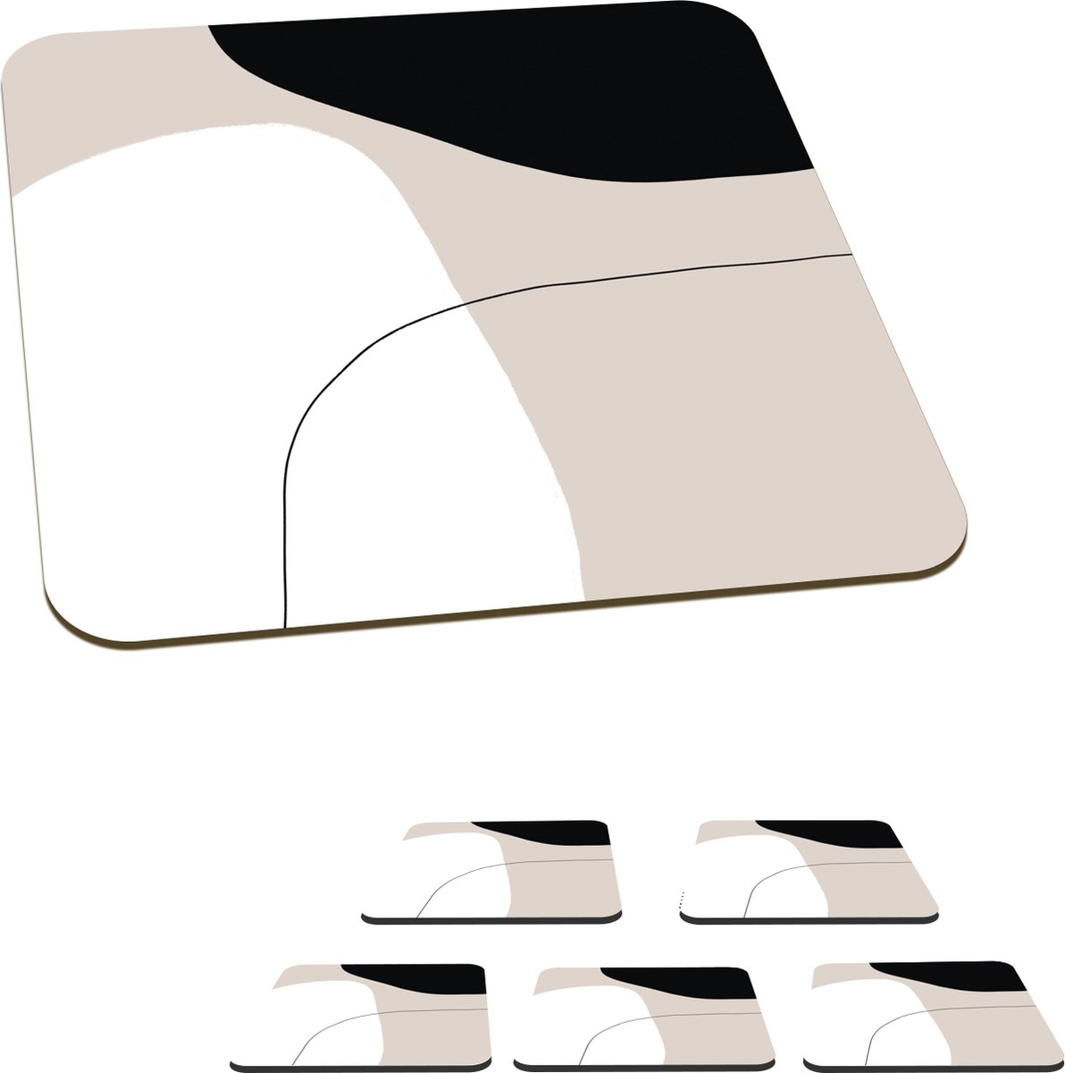 Onderzetters voor glazen - Vormen - Abstract - Design - 10x10 cm - Glasonderzetters - 6 stuks