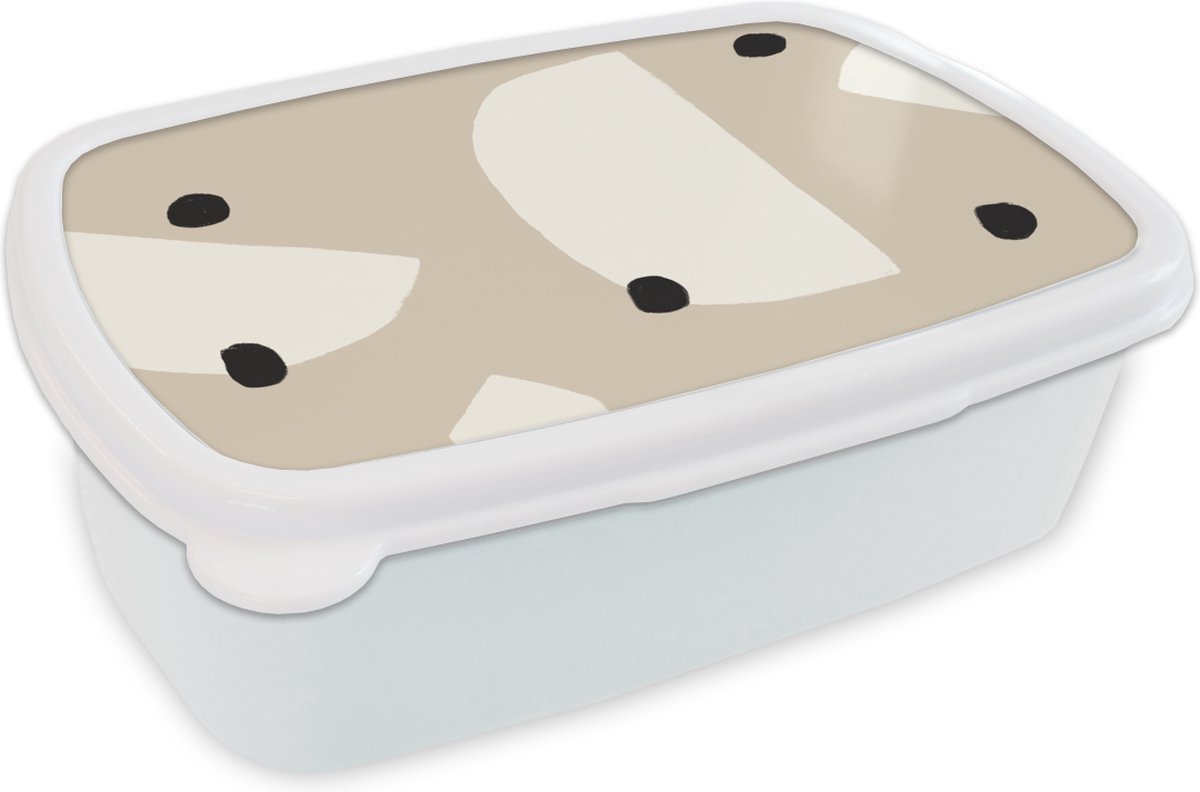 Broodtrommel Wit - Lunchbox - Brooddoos - Pastel - Abstract - Design - 18x12x6 cm - Volwassenen
