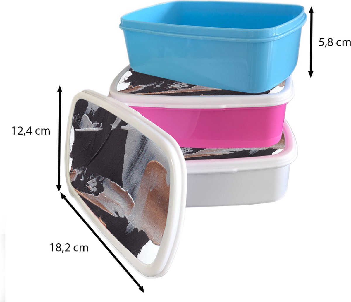 Broodtrommel Roze - Lunchbox - Brooddoos - Abstract - Verf - Goud - 18x12x6 cm - Kinderen - Meisje