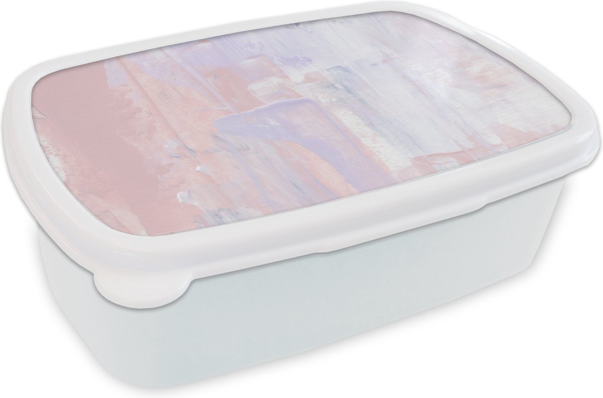 Broodtrommel Wit - Lunchbox - Brooddoos - Verf - Pastel - Design - 18x12x6 cm - Volwassenen